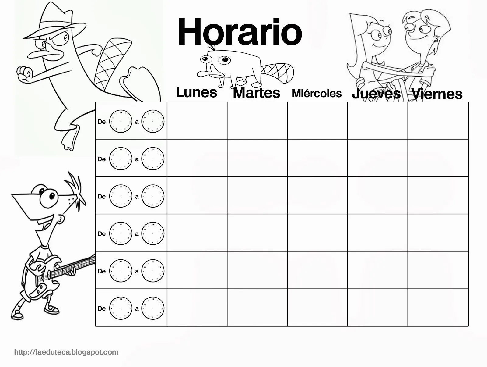 RECURSOS | Horarios para colorear ~ La Eduteca