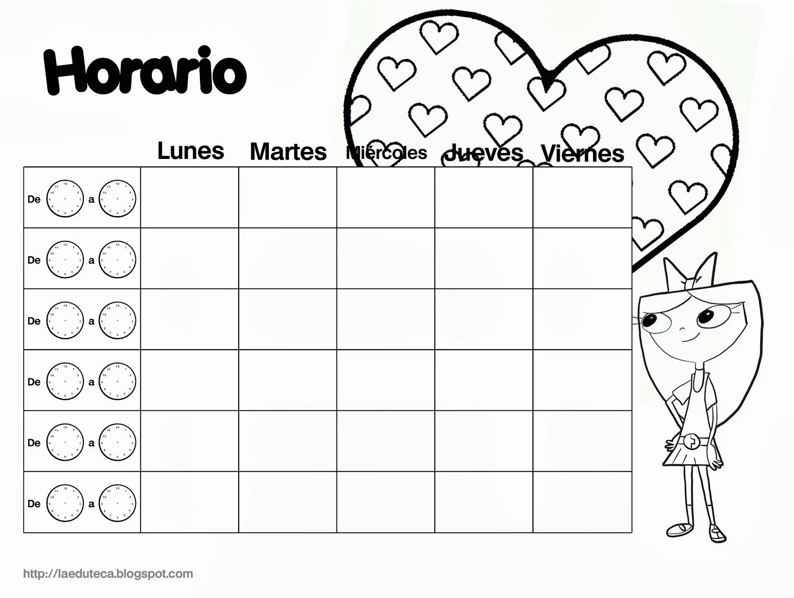 RECURSOS | Horarios para colorear ~ La Eduteca