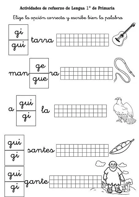 Recursos Infantiles: Dificultades con G y GU