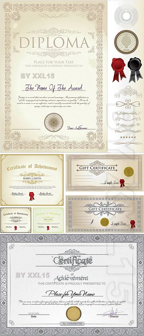 Recursos Photoshop Llanpac: Coleccion de diplomas variados en ...