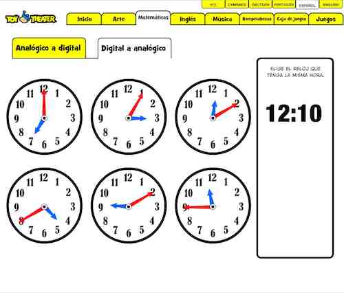 Recursos de Primaria. Segundo curso: Conversor de horas del reloj