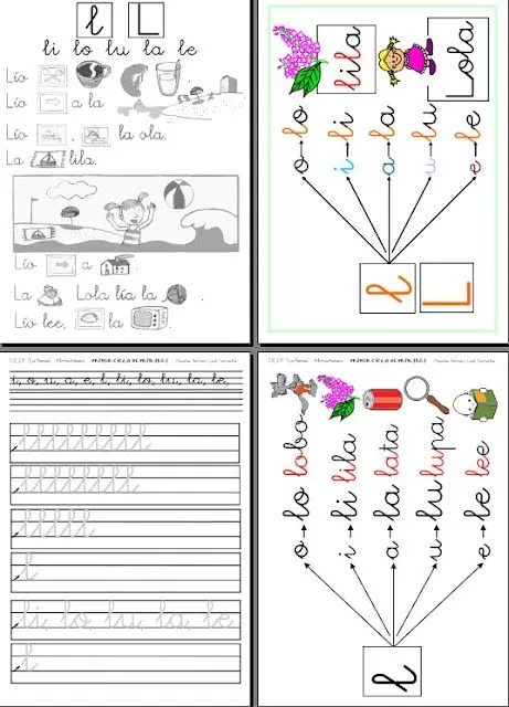 Recursos de Primaria. Primer curso: CUADERNILLOS LETRA L