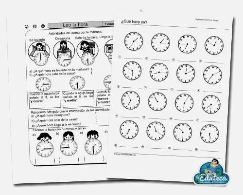 RECURSOS PRIMARIA | Fichas para el aprendizaje de las horas ~ La ...