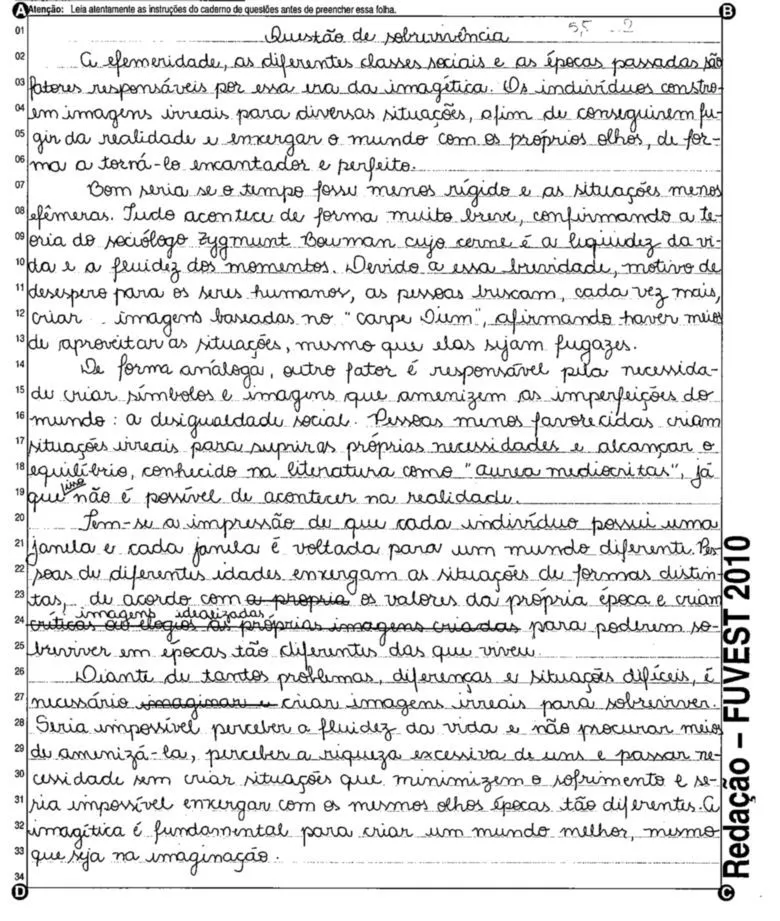 Redação para o Enem: Uma das Melhores redações - Fuvest- 2010
