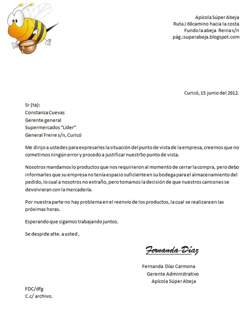 Redacción: Carta de justificación