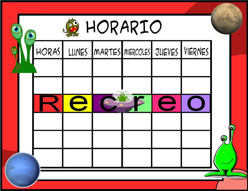 Reflejos de Luz: Plantillas de horarios escolares