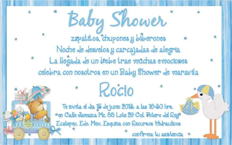 Datos de invitación de baby shower - Imagui