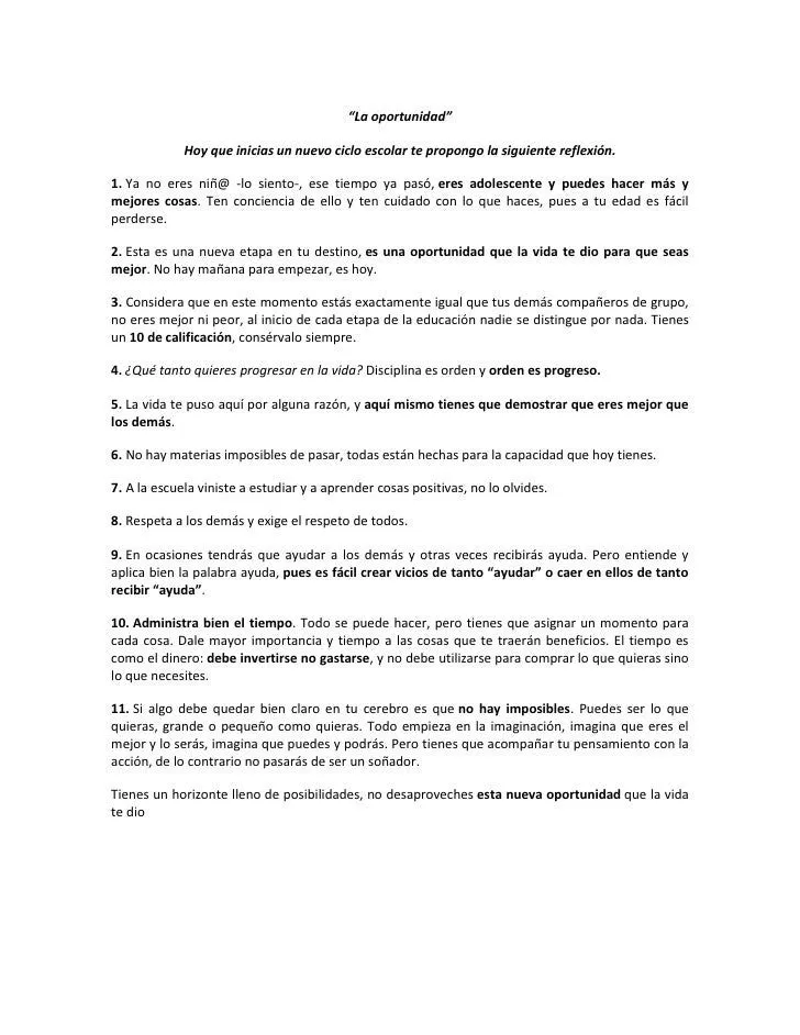 REFLEXIONES PARA TI JOVEN ESTUDIANTE