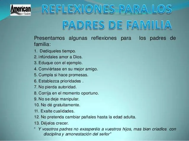 Reflexiones para los padres de familia