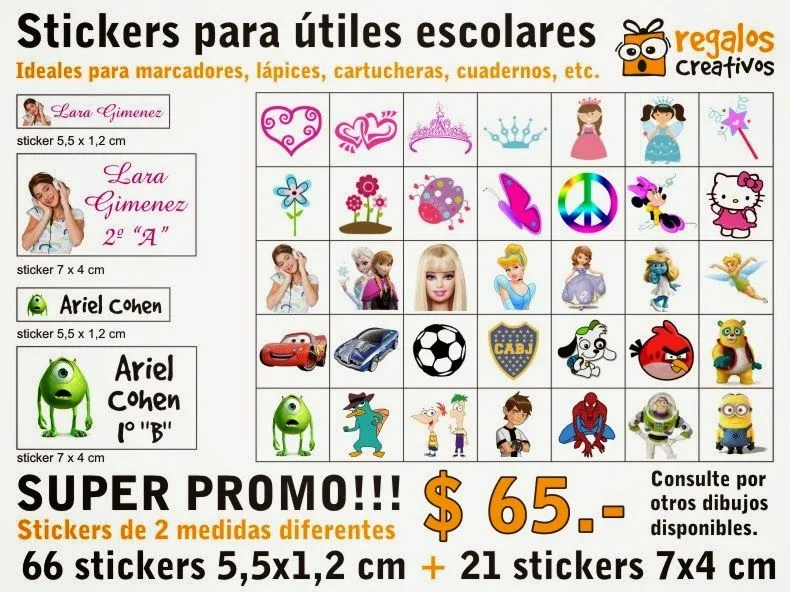 Regalos creativos: Stickers para utiles escolares