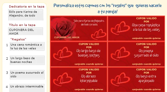 Regalos manuales de amor: Imprimibles: Vales / Cupones de amor ...