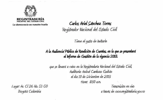 Registraduría Nacional del Estado Civil - Invitación