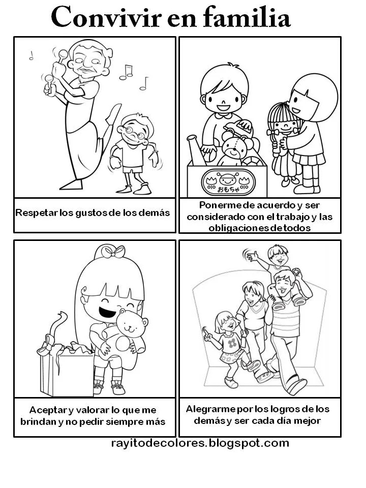 Reglas de convivencia familiar en dibujos para colorear - Imagui