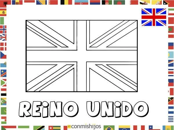 de Reino Unido. Dibujos de banderas para pintar