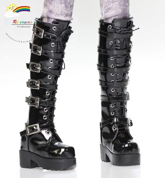 Releaserain muñeca zapatos Emo Gothic hebillas por Releaserain