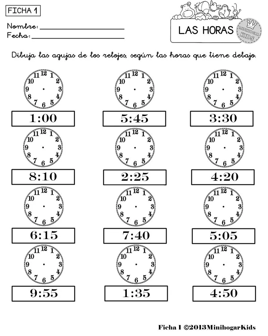 Agujas de reloj para colorear - Imagui