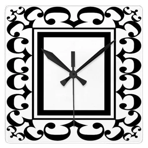 Reloj enmarcado blanco y negro adornado de Zazzle.