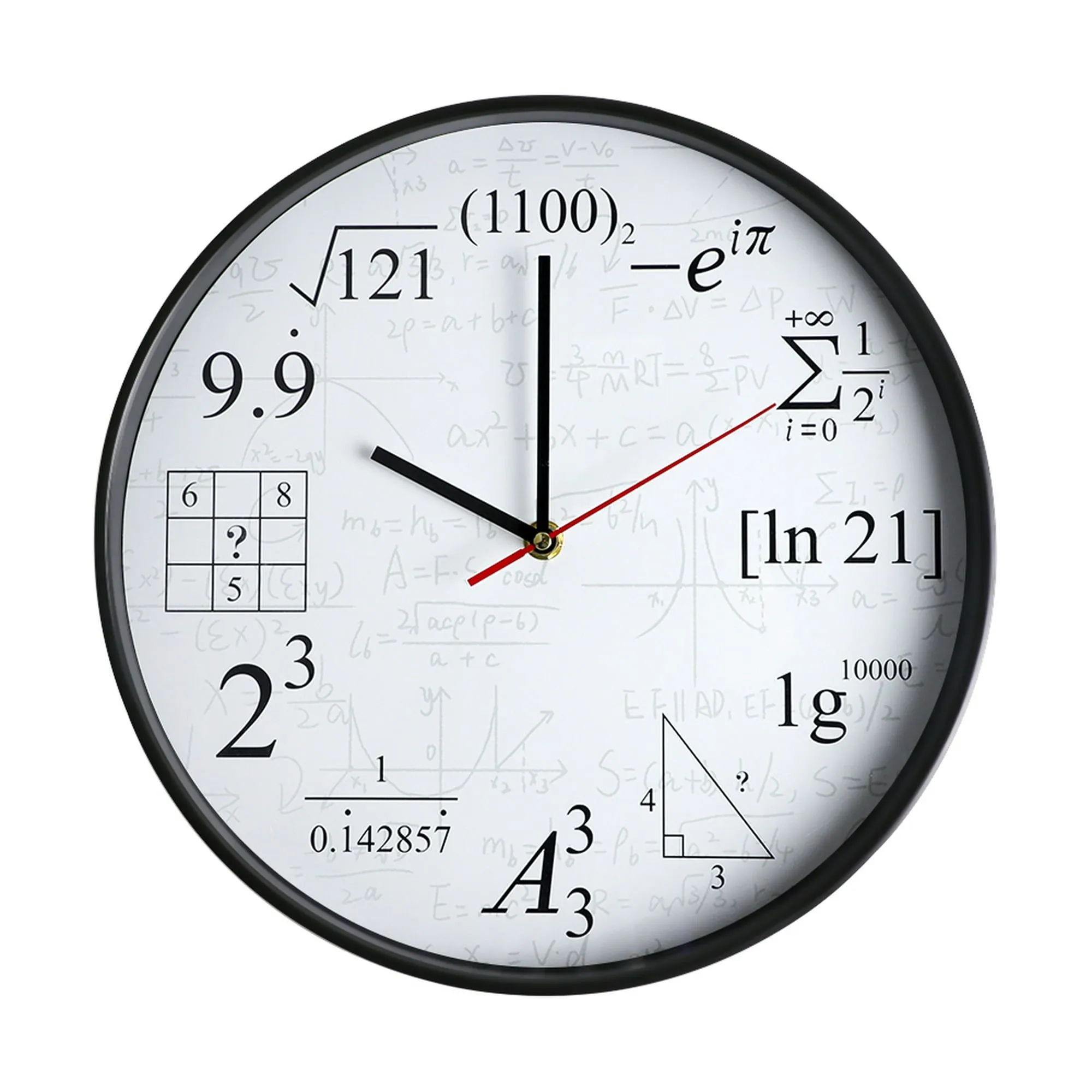 Reloj Matemático de Pared Ecuaciones Matemáticas,Silencioso Sin Tictac 12  Pulgadas Cuarzo Funciona c ZZBIQS 12inches marco | Walmart en línea