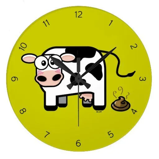 Reloj de pared divertido de la vaca del dibujo ani de Zazzle.