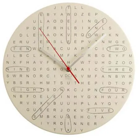 Reloj de pared estilo sopa de letras | portafolio blog