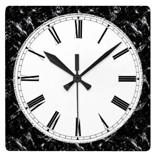 Reloj de pared de mirada clásico blanco y negro de Zazzle.