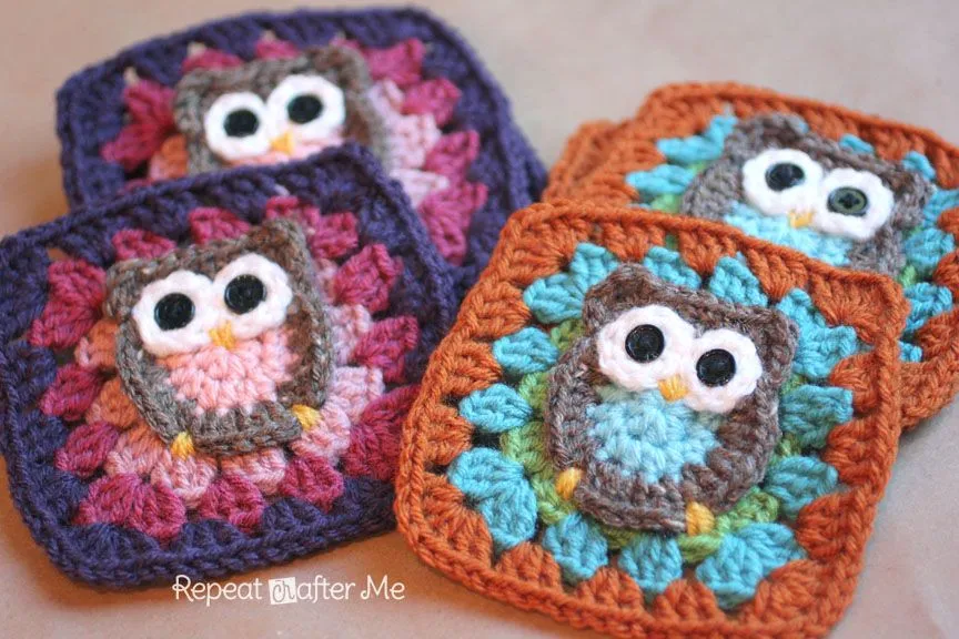 Repeat Crafter Me: Owl Granny Square Crochet Pattern