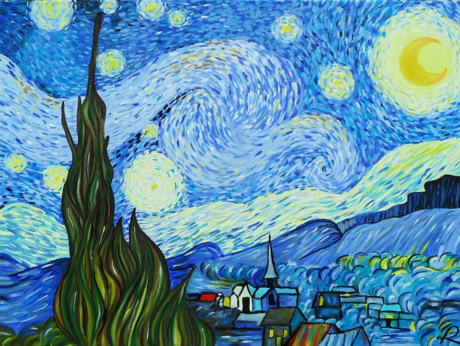 Replica Obra La Noche estrellada de Vincent van gogh | Batitú Galería