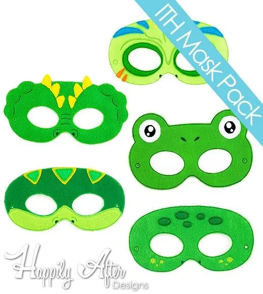 Reptile Mask Embroidery Design Pack Frog Mask Snake Turtle - Etsy Israel