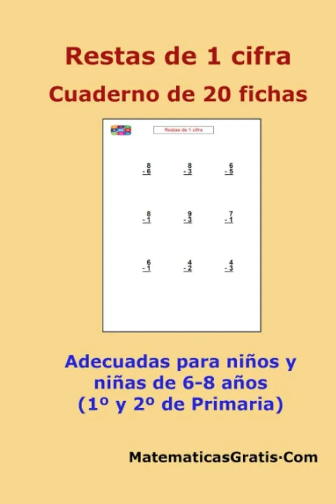 Restas de 1 cifra: Cuaderno de 20 fichas (Cuaderno de fichas de  Matemáticas) (Spanish Edition) : Arribas, Carlos: Amazon.com.mx: Libros