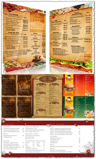 Restaurant menu cards design images