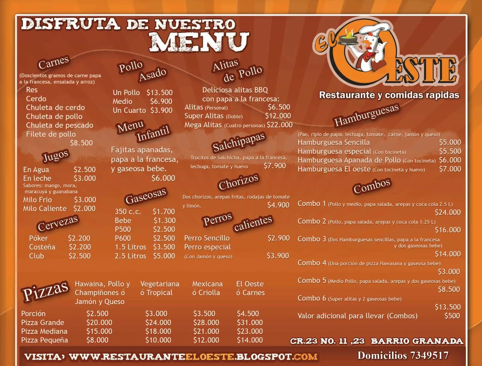 RESTAURANTE Y COMIDAS RAPIDAS EL OESTE: MENU