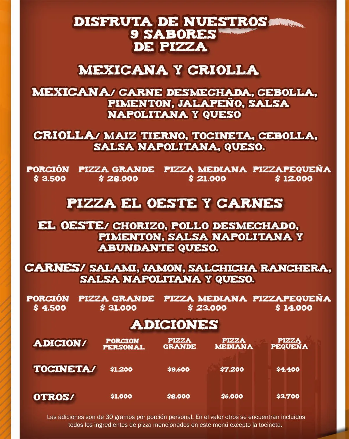 RESTAURANTE Y COMIDAS RAPIDAS EL OESTE: PIZZA