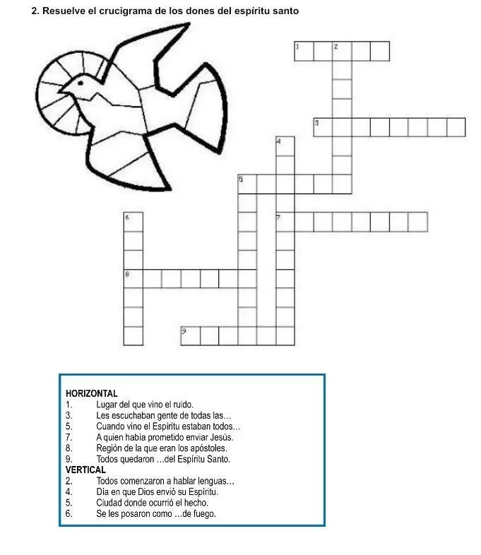 Resuelve el crucigrama de los dones del espíritu Santo.Me ayudan x favor doy corona, estrella y corazón a - Brainly.lat