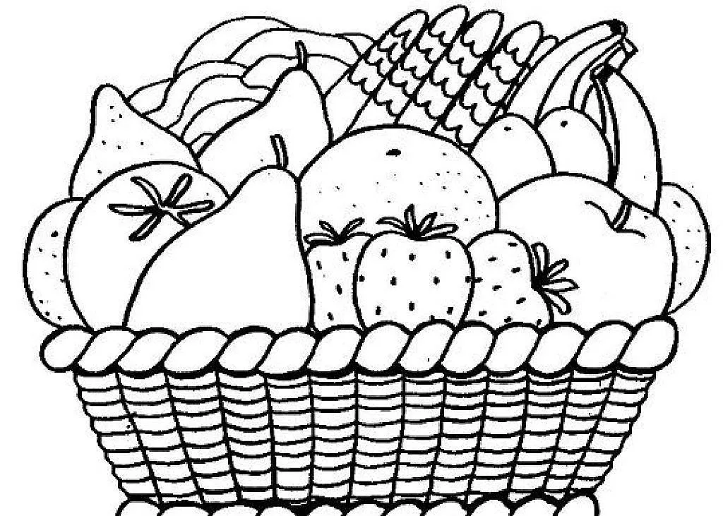 Resultado de imagen para frutero para colorear | Frutas para colorear,  Canasta de frutas dibujo, Dibujos de frutas