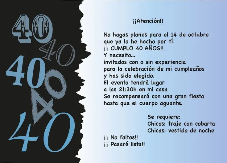 Resultado de imagen para invitaciones divertidas de cumpleaños para adultos  | Invitaciones de cumpleaños, Cumpleaños 40, Invitacion cumpleaños adultos