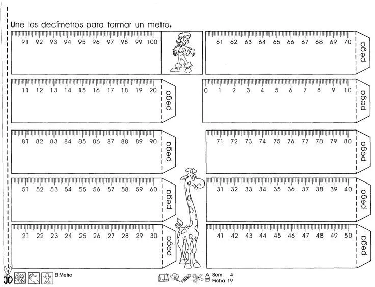 Resultado de imagen para metro en papel para imprimir | Libros de tercer  grado, Actividades de medición, Matematicas tercer grado