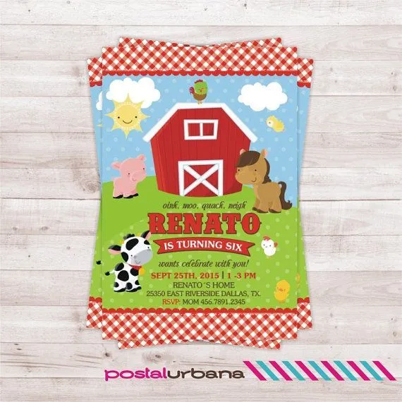 Resultado de imagen para tarjeta invitacion granja | Farm party ...