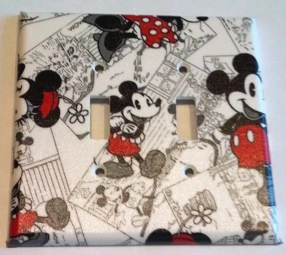 Retro Black Red grey Mickey Mouse Minnie Mouse by PeddlinTreasurez