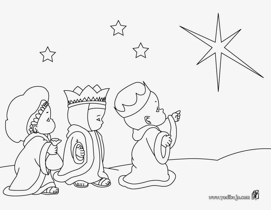 reyes magos guiados por estrella belen para colorear navidad MEMES ...