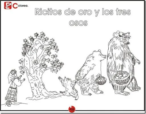 Ricitos de oro y los tres osos para colorear - Dibujos Disney
