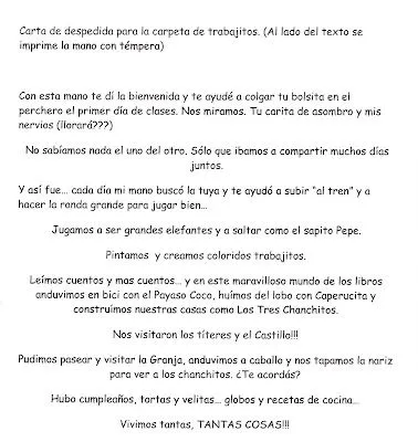 El rincon de la infancia: ♥Carta de despedida para la carpeta de ...