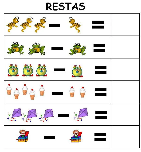 El rincón de infantil: Juegos de restas