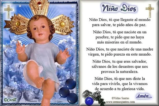 Rincón de la Oración: Estampas Oraciones Niño Jesús para Navidad