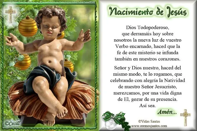 Rincón de la Oración: Estampas Oraciones Niño Jesús para Navidad