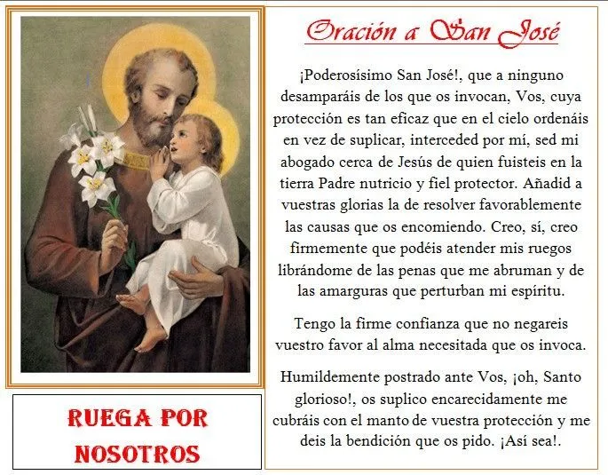 Rincón de la Oración: Estampas Oraciones de San José | Confía Dios ...