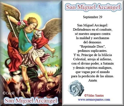 Rincón de la Oración: Estampas Oraciones de San Miguel Arcángel