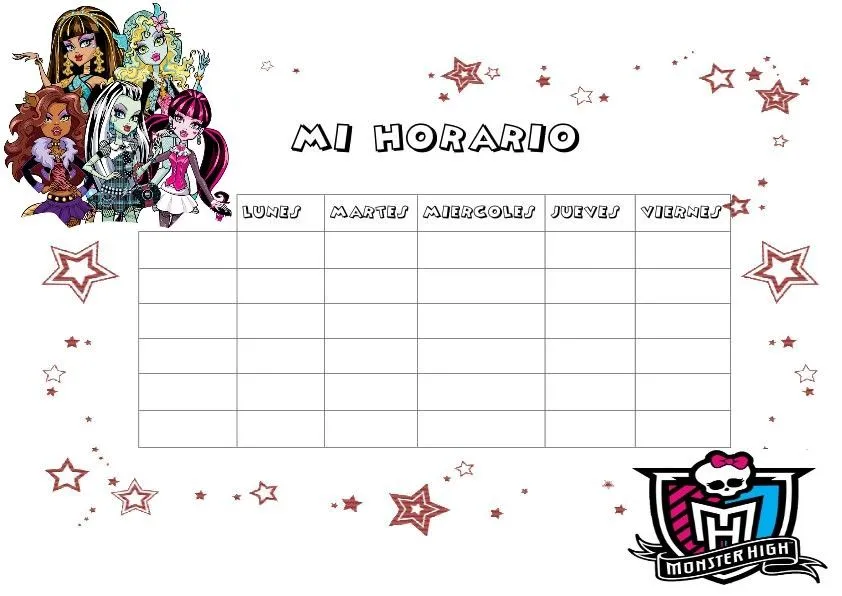 EL RINCÓN DE LOS PEQUES: HORARIOS DE CLASE DE LAS MONSTER HIGH