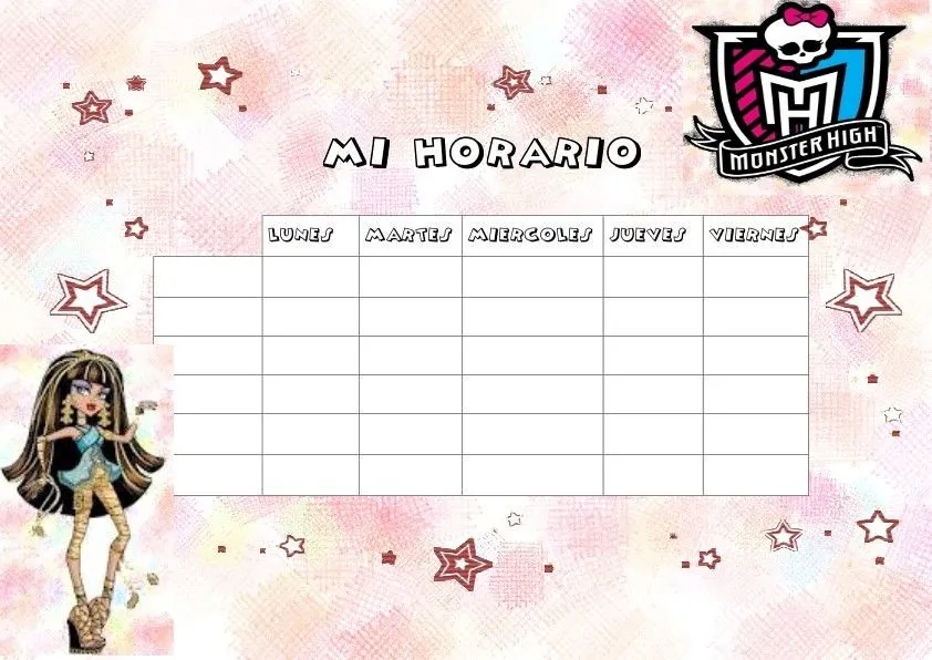 EL RINCÓN DE LOS PEQUES: HORARIOS DE CLASE DE LAS MONSTER HIGH