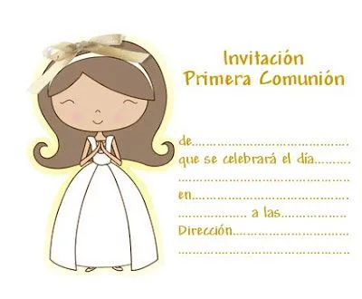 EL RINCÓN DE LOS PEQUES: INVITACIONES DE PRIMERA COMUNIÓN PARA NIÑAS