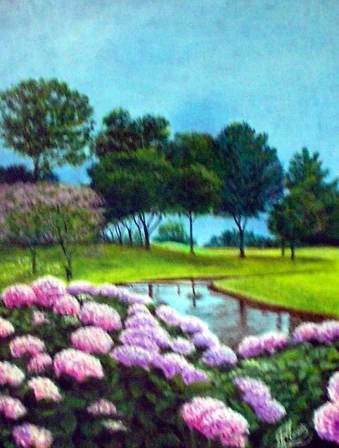 Roberto Moneta. Obra: Paisaje con flores. Obra 22861